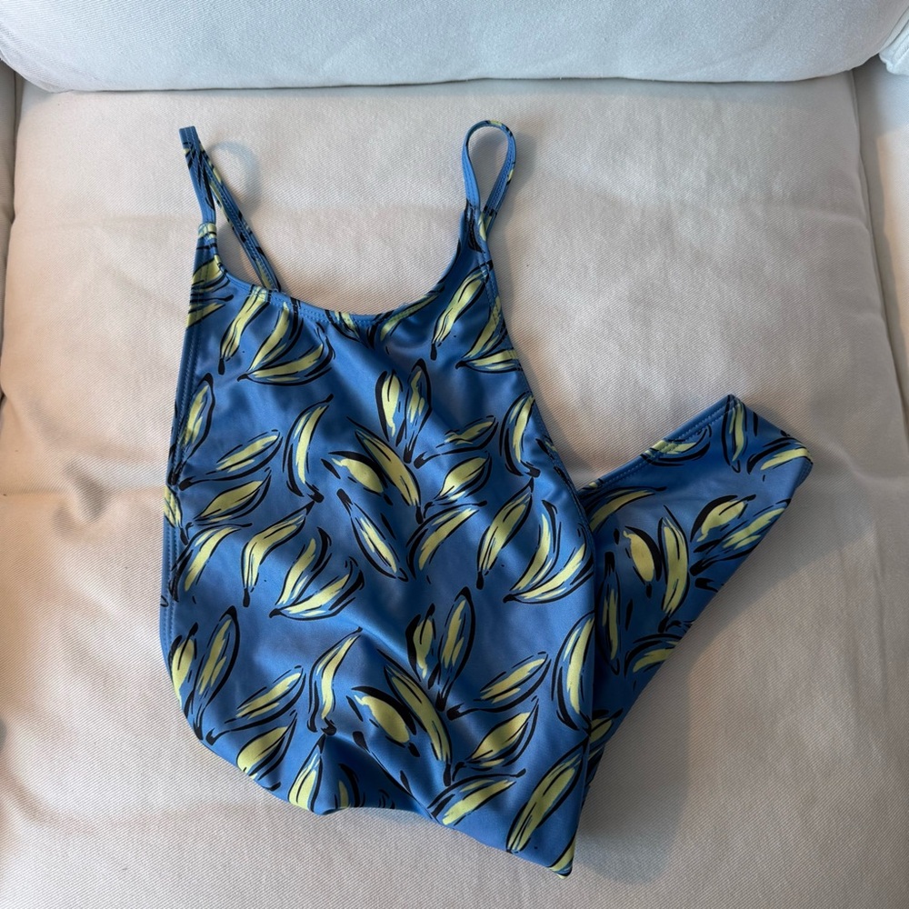 Nasty Gal Blue and Yellow Banana Print One Piece Swimsuit